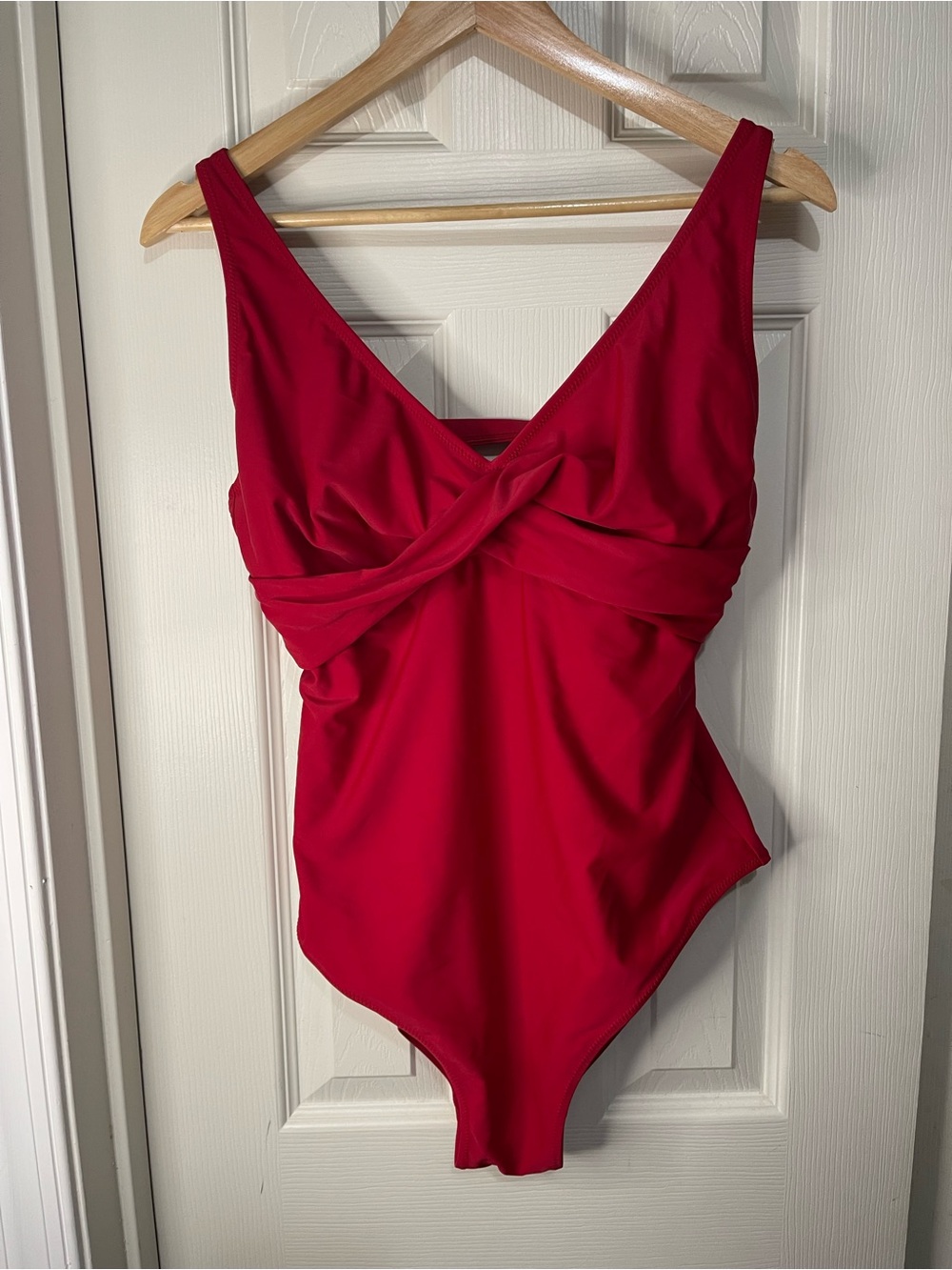 Red Ruched Chest Flattering One Piece Bathing Suit 12W